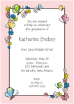 Graduation Flowers and Butterflies Pink Border