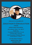 Graduation Zebra Ribbon 1 Black and Cyan