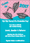 Graduation Invitation with polkadots and caps, good for twins and triplets