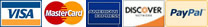 Payment Options - Visa, Mastercard, American Express, Discover, Paypal