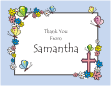 Flowers and Butterflies, Blue Border Note Cards
