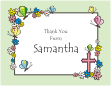 Flowers and Butterflies, Green Border Note Cards