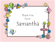 Flowers and Butterflies, Pink Border Note Cards
