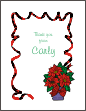 Poinsettia Holiday Birthday Thank You Notecards
