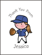 Baseball Girl Thank You Card
