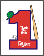 Big Number 1 Baseball Thank You Card