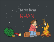 Boy Roasting Marshmallows and Camping Thank You Card