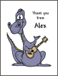 Dinosaur with Guitar Thank You Card