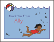 Diver Girl 1 Piece (Brown Skin) Thank You Card