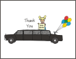 Black Limo with Girl 1 Thank You Note Card