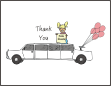 White Limo with Girl 1 Thank You Note Card