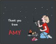 Girl Roasting Marshmallows Thank You Card