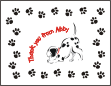 Dalmatian Puppy with Pawprints Border Thank You Card