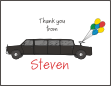 Black Limo Sweet 16 Thank You Note Card