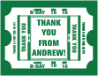 Sweet 16 Ticket, Dark Green, Birthday Note Card