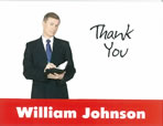 photo thank you card with name at bottom on red