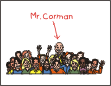 male teacher and kids note card