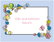 Flowers and Butterflies Blue Border Anniversary Note Card