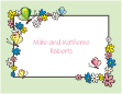 Flowers and Butterflies Green Border Anniversary Note Card