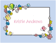Flowers and Butterflies Blue Border Bridal Shower Note Card
