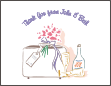 Honeymoon with Gold Goblets Bridal Shower Note Card