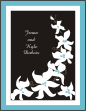 Gardenia 1 Black & Teal Border Wedding Notecard