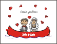 Bride and Groom in Canoe Tied the Knot Note Card