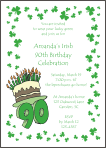 Shamrock Border 90th Birthday Party Invitation