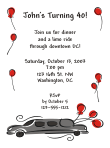 Black Sketch Limo Birthday Invitation