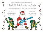Rock and Roll Guitar Santa Christmas Party Invitation