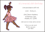 Ballerina Girl with Brown Skin Birthday Party Invitation