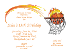 Basketball with Fire Birthday Party Invitation