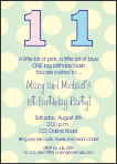 Big Number One Twins 2 Birthday Party Invitation