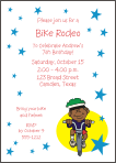 Bike Party Boy (Brown skin) Birthday Invitation