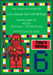 Brick Blocks (Lego Style) Ninjago Birthday Invitation