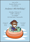Boy Bumper Boats on Ice (Brown Skin)Birthday Party Invitation