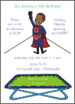Bungee Trampoline Superhero Boy (Brown Skin) Party Invitation