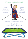 Bungee Tranpoline Superhero Boy Birthday Party Invitation