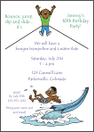 Bungee Trampoline Waterslide Boy (Brown Skin) Party Invitation