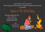 Camping and Roasting Marshmallows Boy Birthday Party Invitation