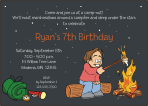 Camping and Roasting Marshmallows Boy Birthday Party Invitation