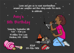 Camping and Roasting Marshmallows Girl Birthday Party Invitation