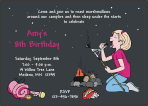 Camping and Roasting Marshmallows Girl Birthday Party Invitation