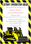 Construction Bulldozer 2 Birthday Party Invitation