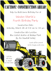 Construction Front Loader Birthday Party Invitation