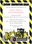Construction Grader Birthday Party Invitation