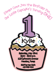 Cupcake 1st Girl Birthday Party Invitation