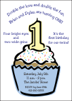 First Birthday Twin Boys Cupcake Party Invitation