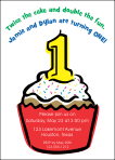 First Birthday Twin Boy Girl Cupcake Birthday Party Invitation