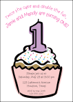 First Birthday Twin Girls Cupcake Party Invitation